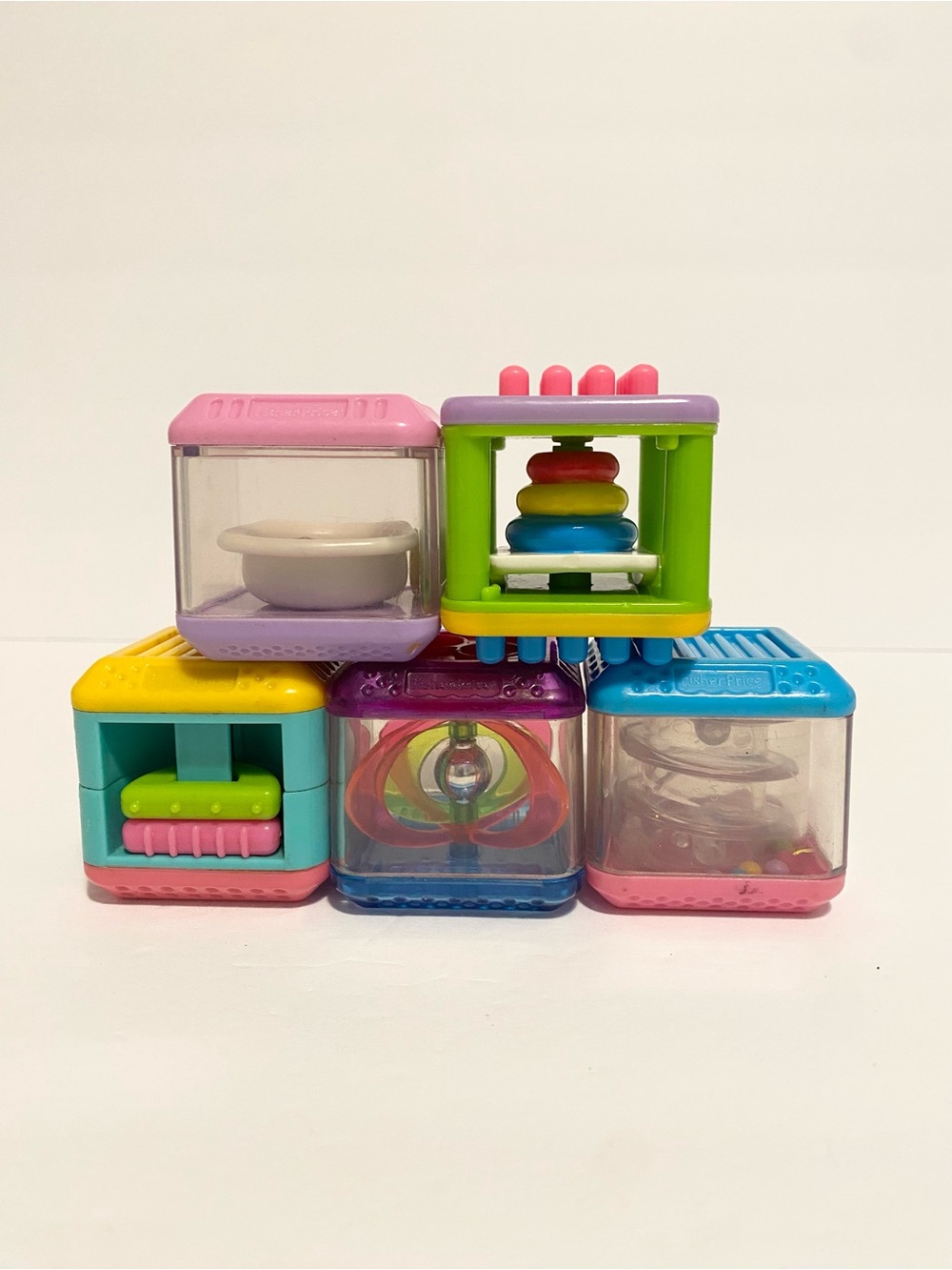 Vintage Fisher Price Peek a Boo Blocks Sensory Toys Block Lot Baby Toys